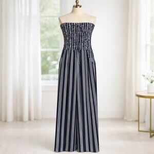 Ellie & Kate Navy White Stripe Strapless Jumpsuit Size S/M